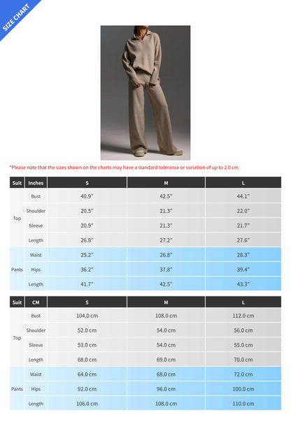 2-Piece Knit Polo & Wide-Leg Lounge Set