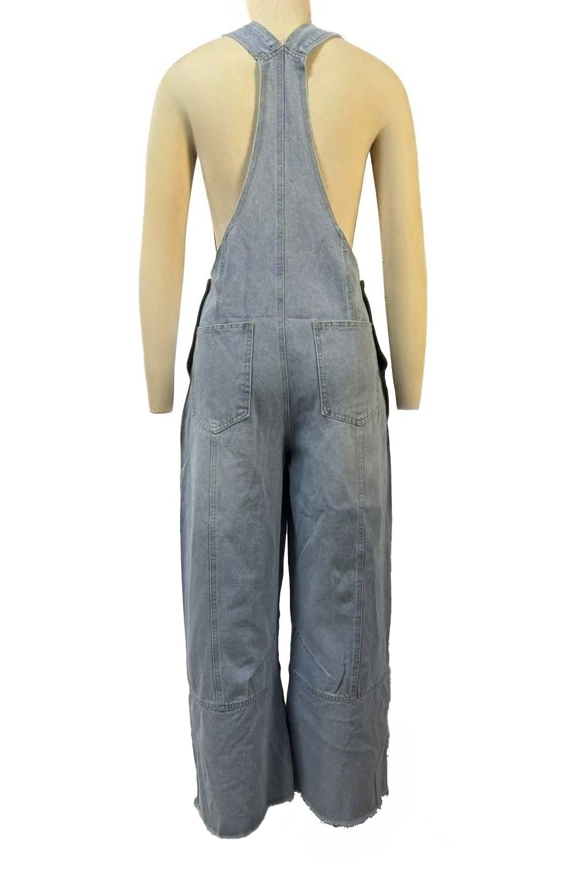 Pleated Wide Leg Denim Overalls