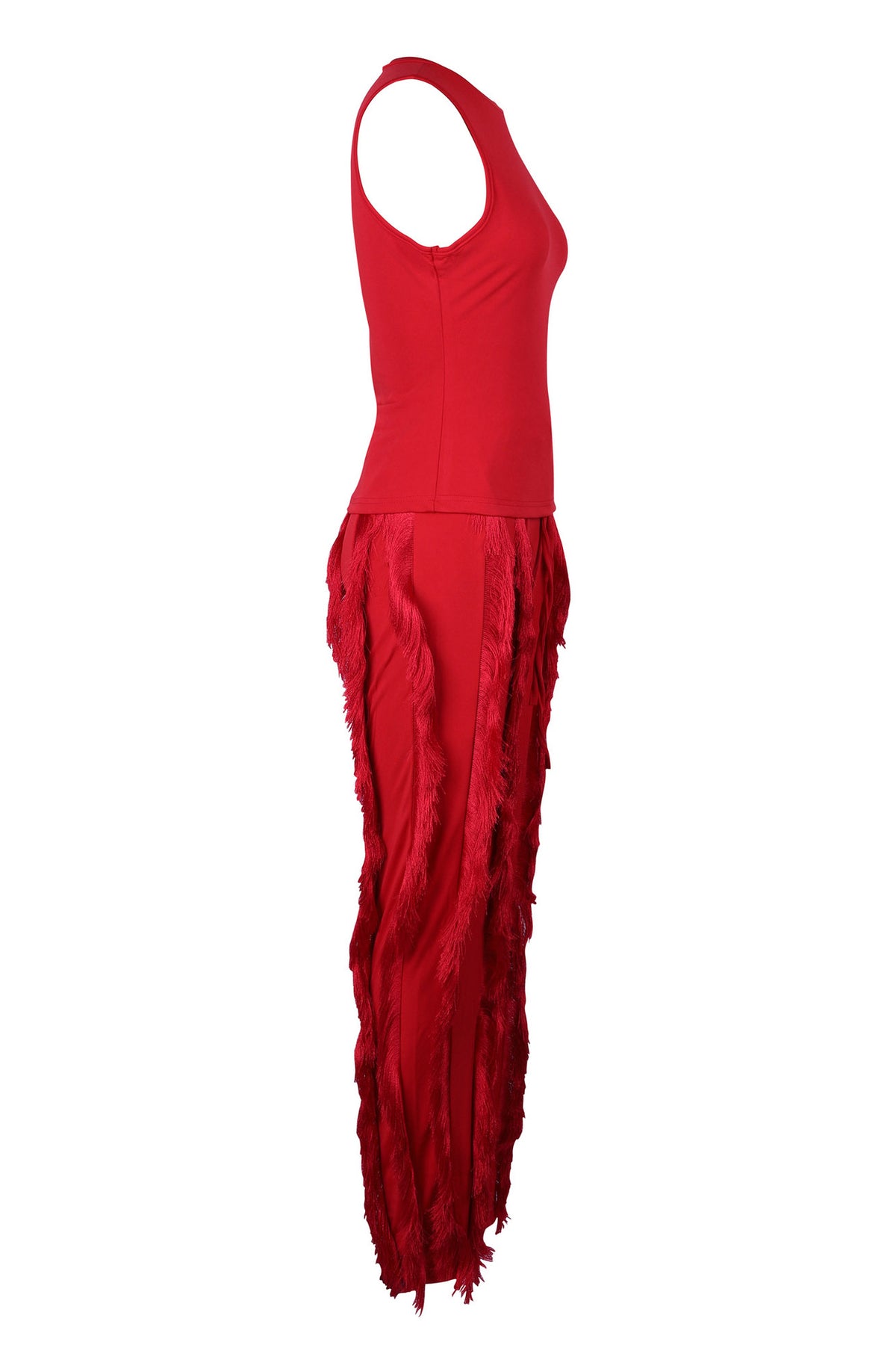 Fringe Pants Sleeveless Casual Two Piece Set