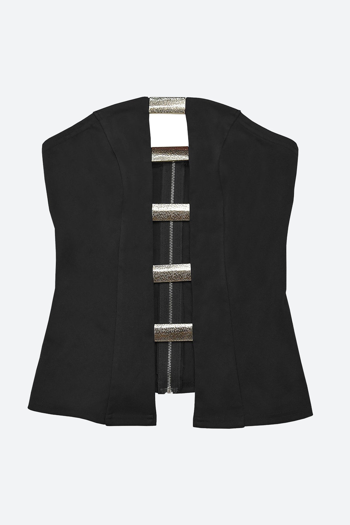Strapless Gold Button Top & Fitted Pants Set