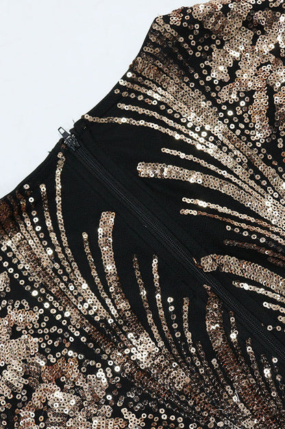 Sequin Lantern Sleeve Party Jumpsuit