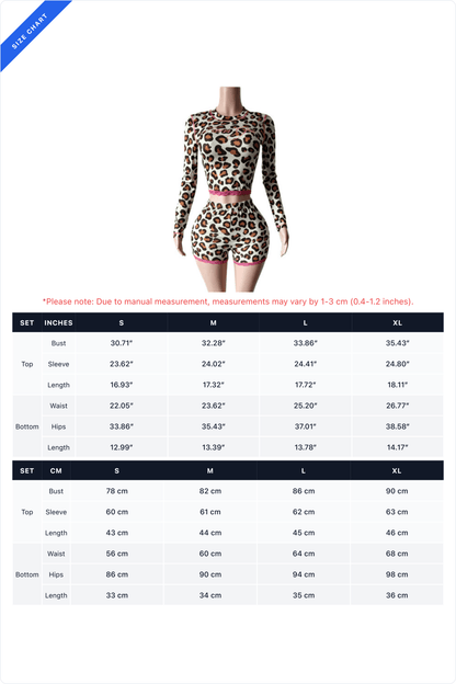 Leopard-Print Lettuce-Trim Top & Shorts Set