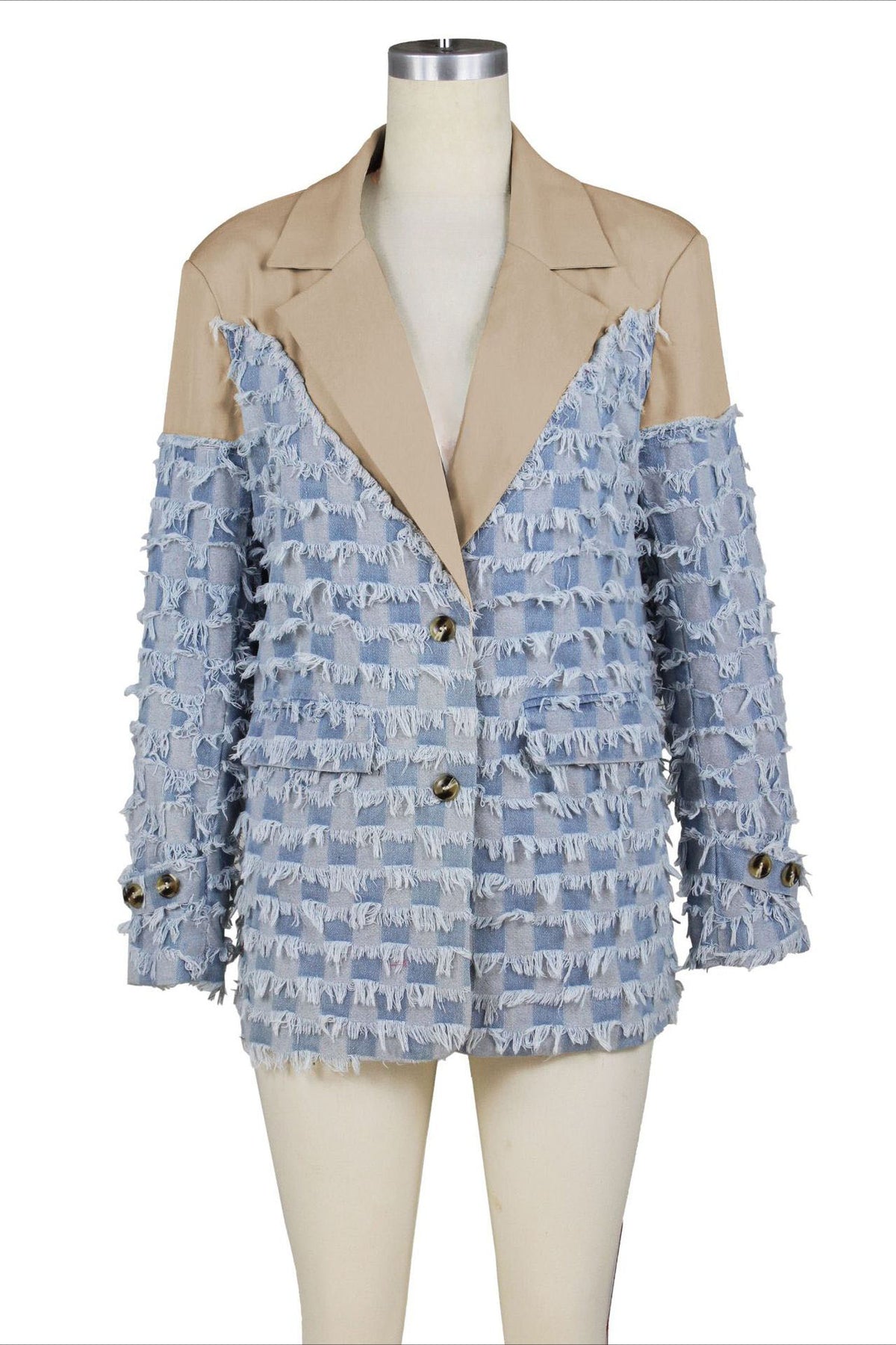 Denim Color-block Blazer