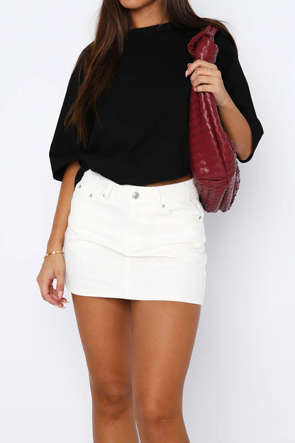 Retro Slim Stretch Denim Mini Skirt