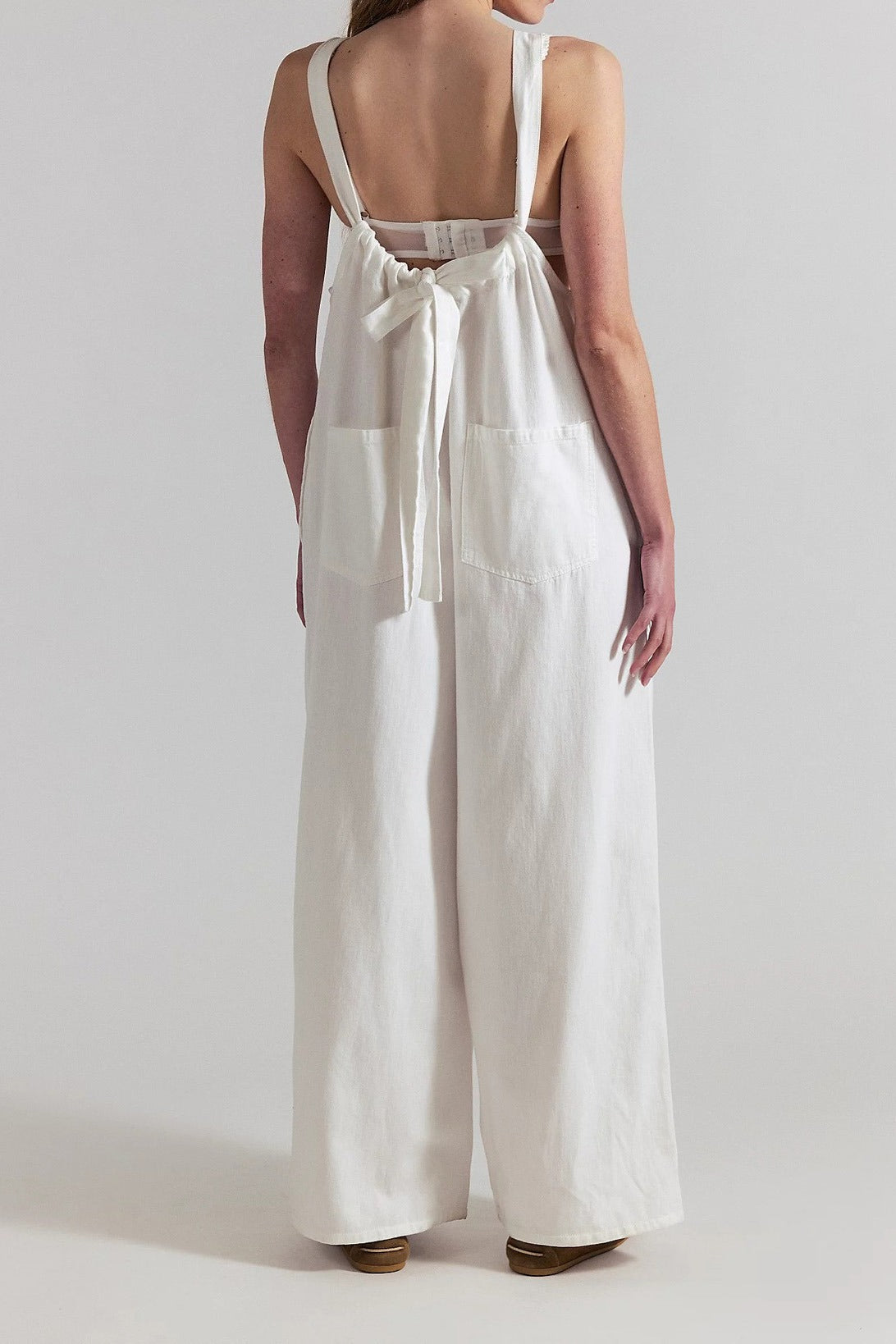 Slouchy Tie-Back Wide Leg Denim Jumpsuit