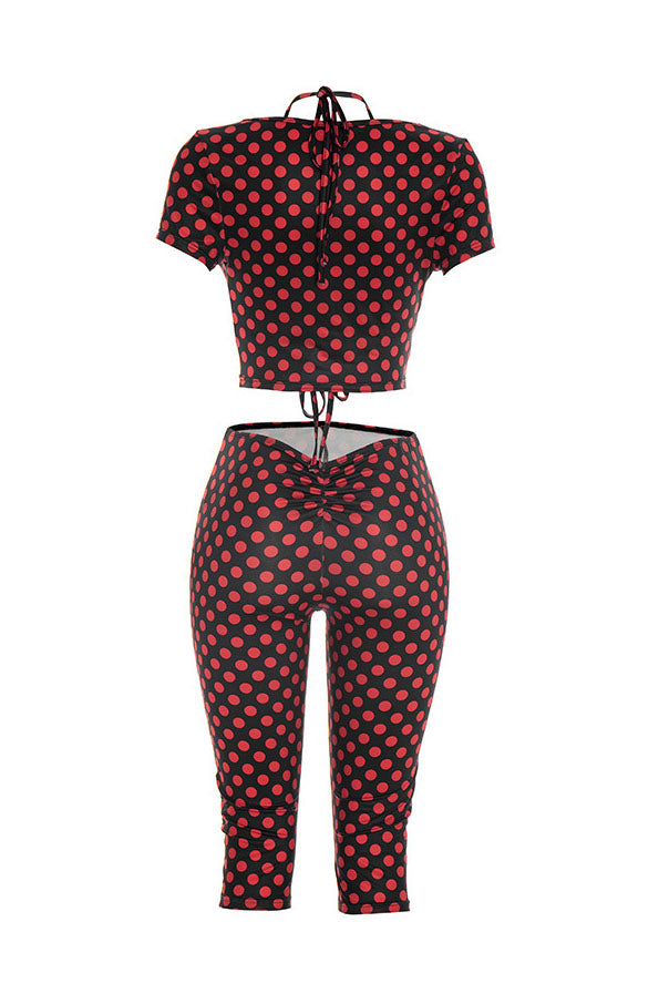 Polka Dot Cutout Capri Set