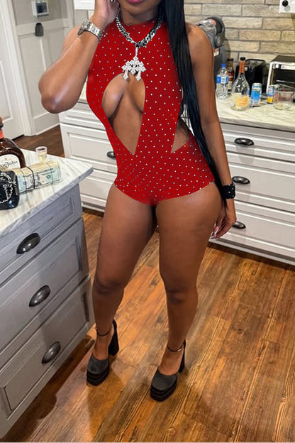 Polka Dot Cutout Romper
