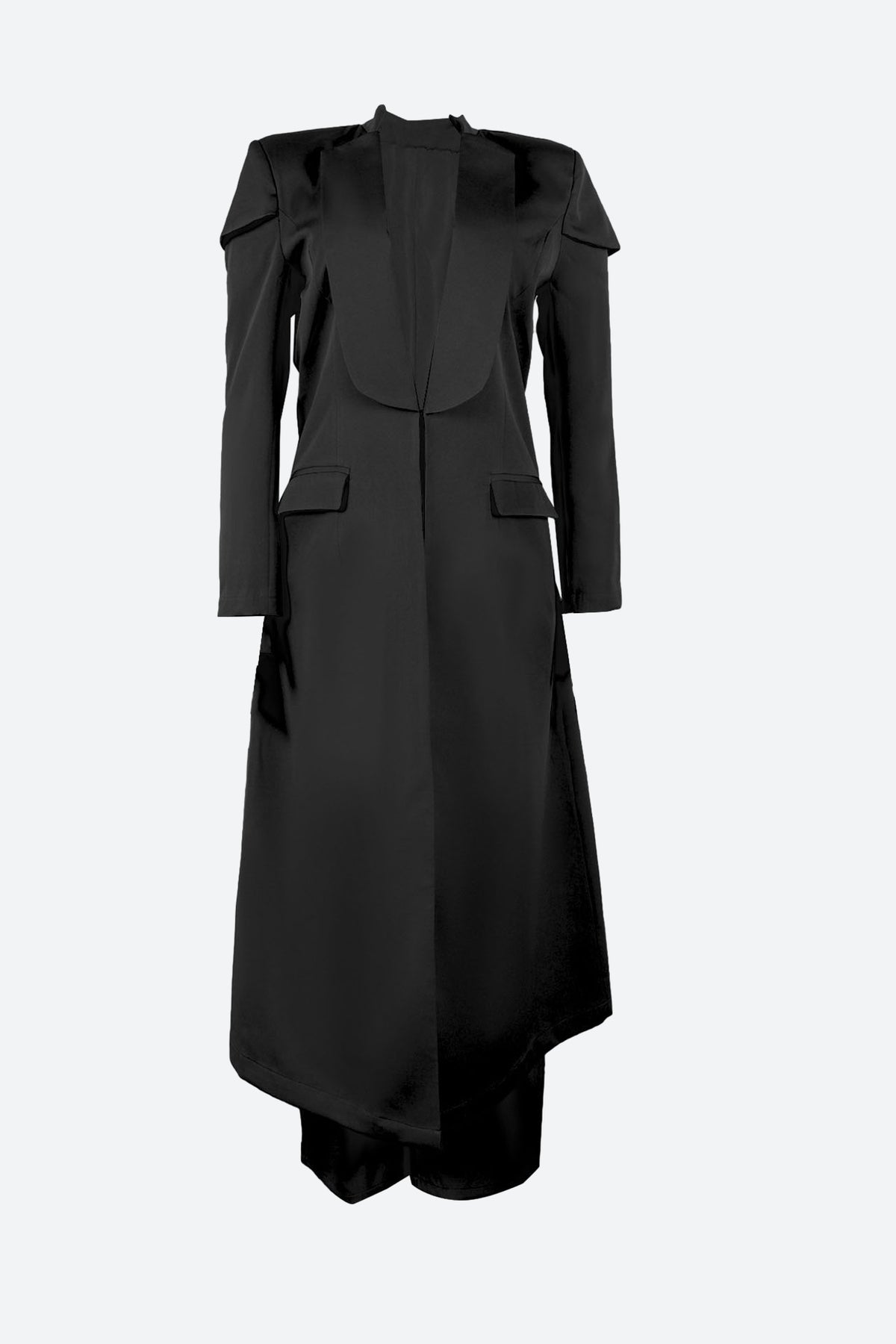 Solid Color Notch Lapel Long Suit Two-Piece Set