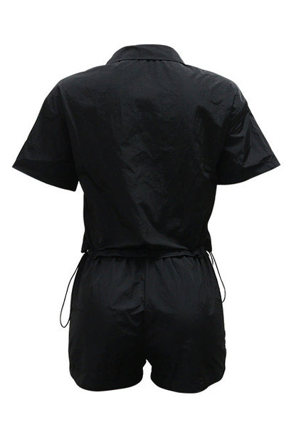 Solid Patchwork Sports Shorts Two-Piece Set