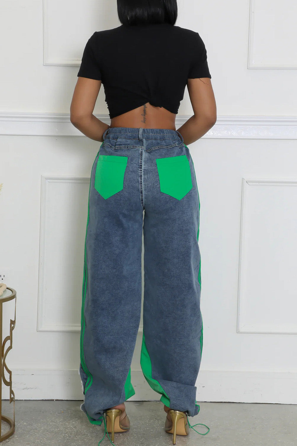 Striped Denim Jogger Pants
