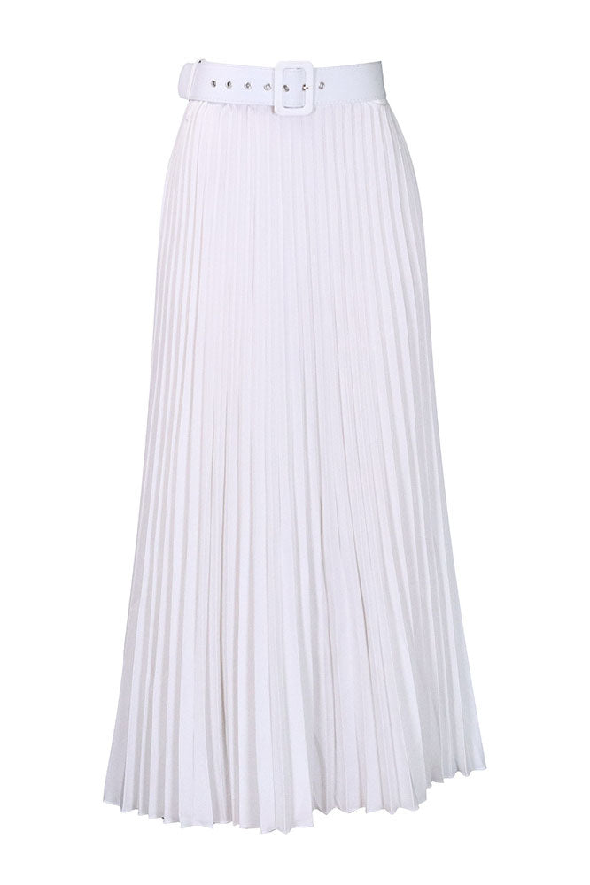 High Waist Pleated Midi Skirt