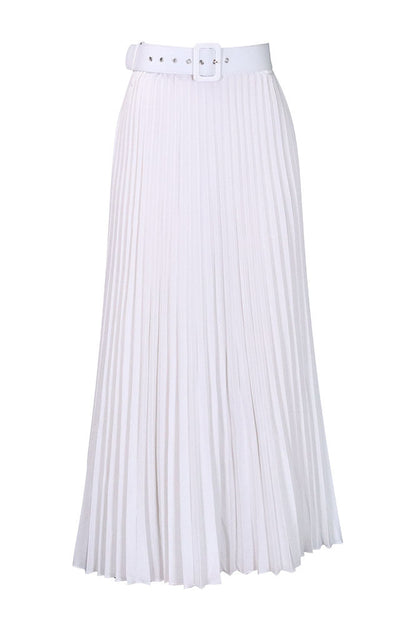 High Waist Pleated Midi Skirt