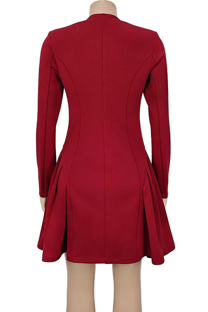 Elegant Deep V Ruffle Long Sleeve Mini Dress