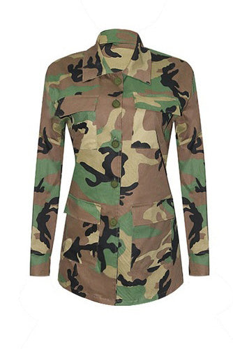 Classic Camo Print Multi-Pocket Jacket