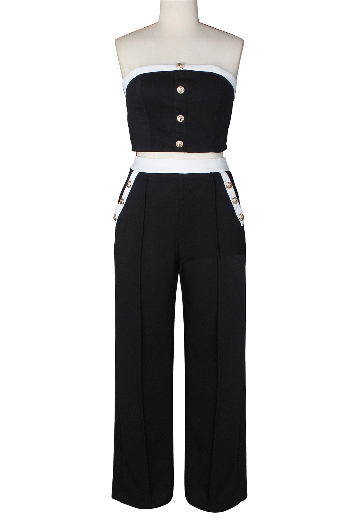 Wide-Leg Pant Suit with Wrap Detail Top