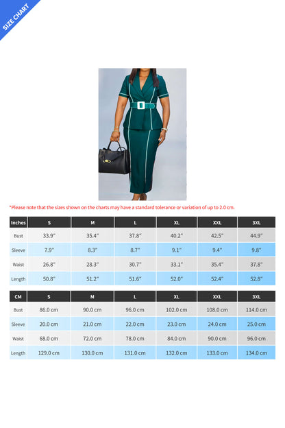High Waist Blazer Style Short Sleeve Dress
