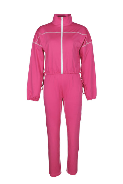 Contrast Stitch Zip-Up & Legging Set