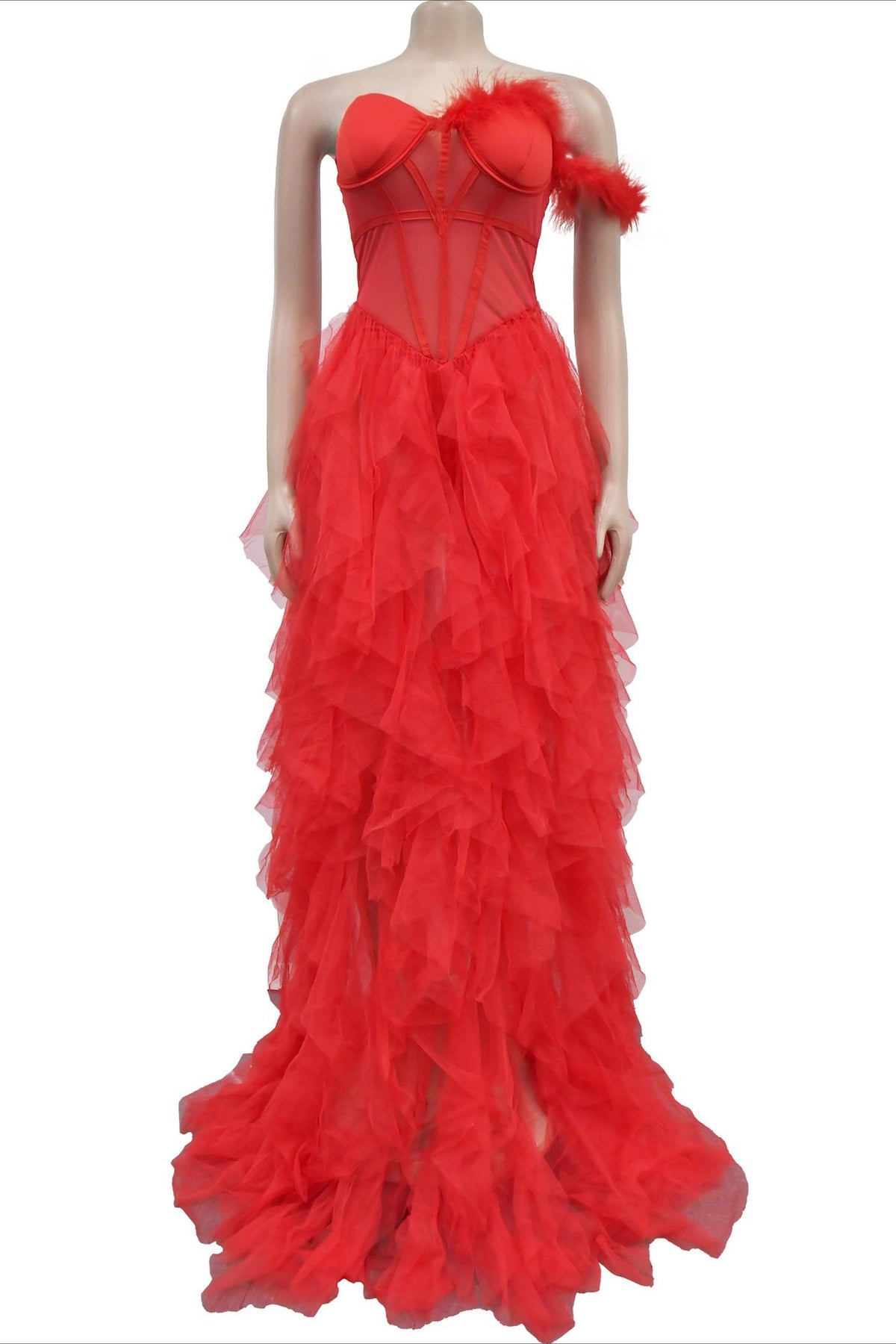 Strapless Corset Tulle Maxi Dress