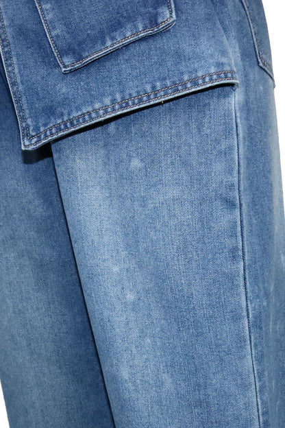 Deconstructed Wide Leg Denim Pants