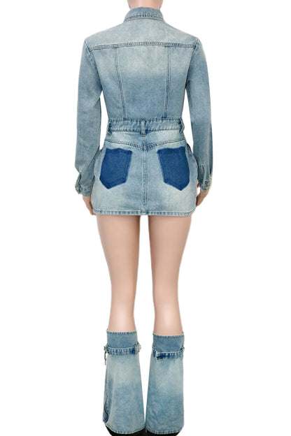 Denim Dress with Leg Warmers