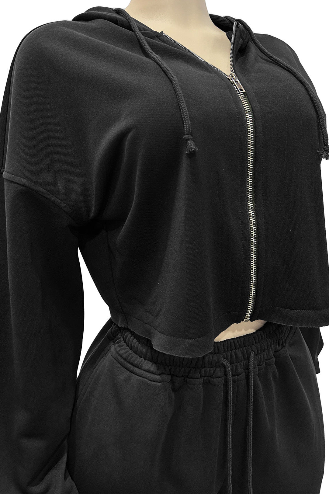 Cropped Zip Hoodie & Wide Leg Sweatpants Set