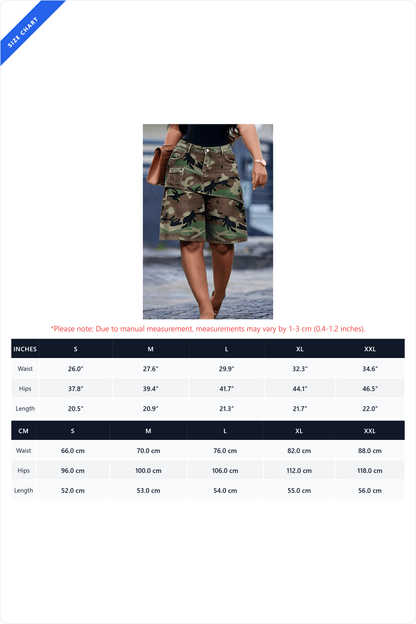 Asymmetrical Camo Denim Shorts