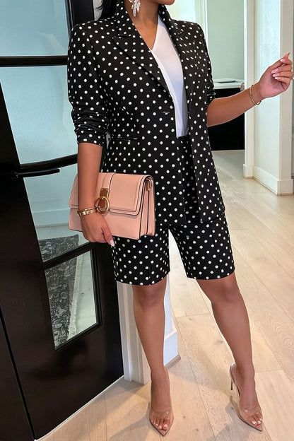 Polka Dot Blazer & Shorts Set