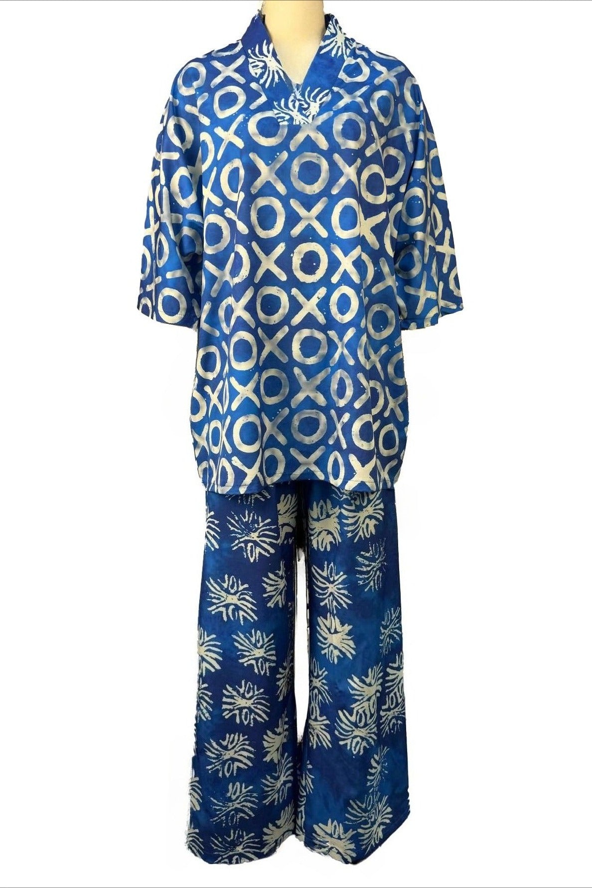 Abstract Print Kaftan & Wide Leg Pants Set