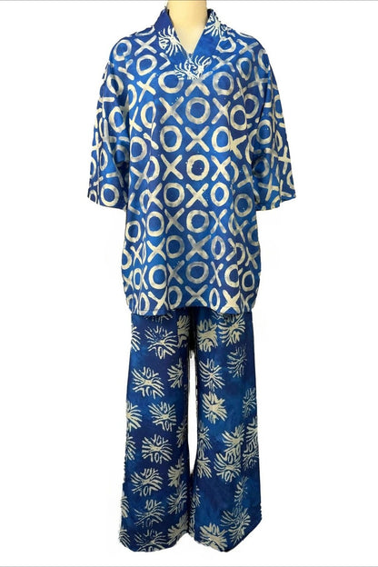 Abstract Print Kaftan & Wide Leg Pants Set
