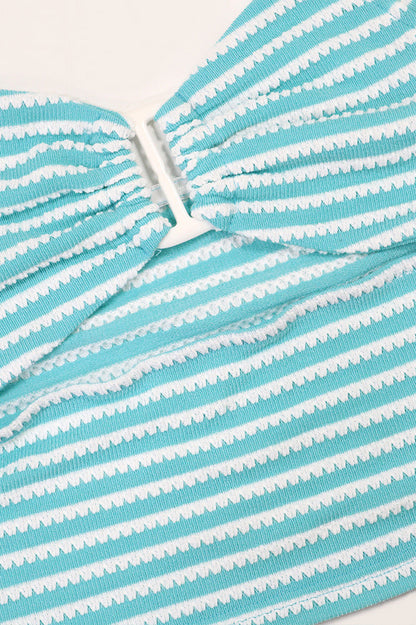 Jacquard Stripe 2-Piece Set with Crop Top & Pants