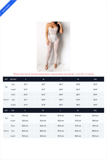 Geometric Sheer Mesh Bodysuit Set
