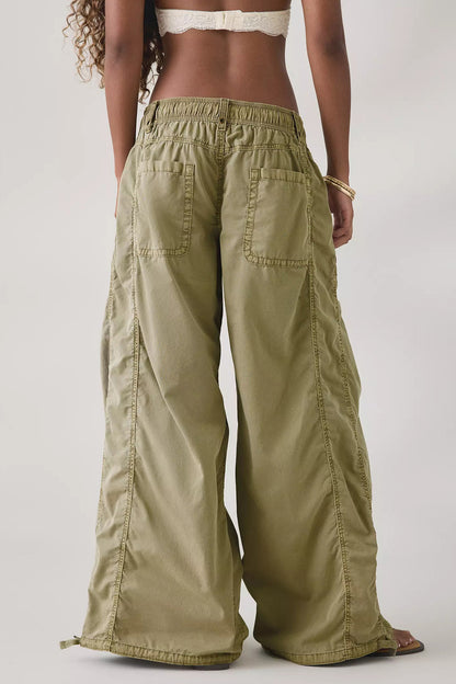 Wide Leg Drawstring Parachute Pant