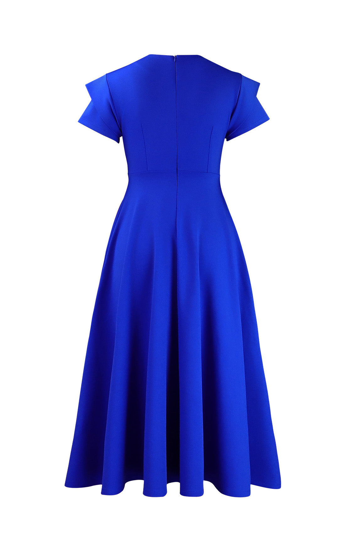 3D Floral Notched Neck A-Line Midi Dress