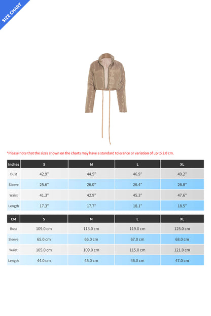 Solid Zip-Up Fitted Cotton Puffer Jacket