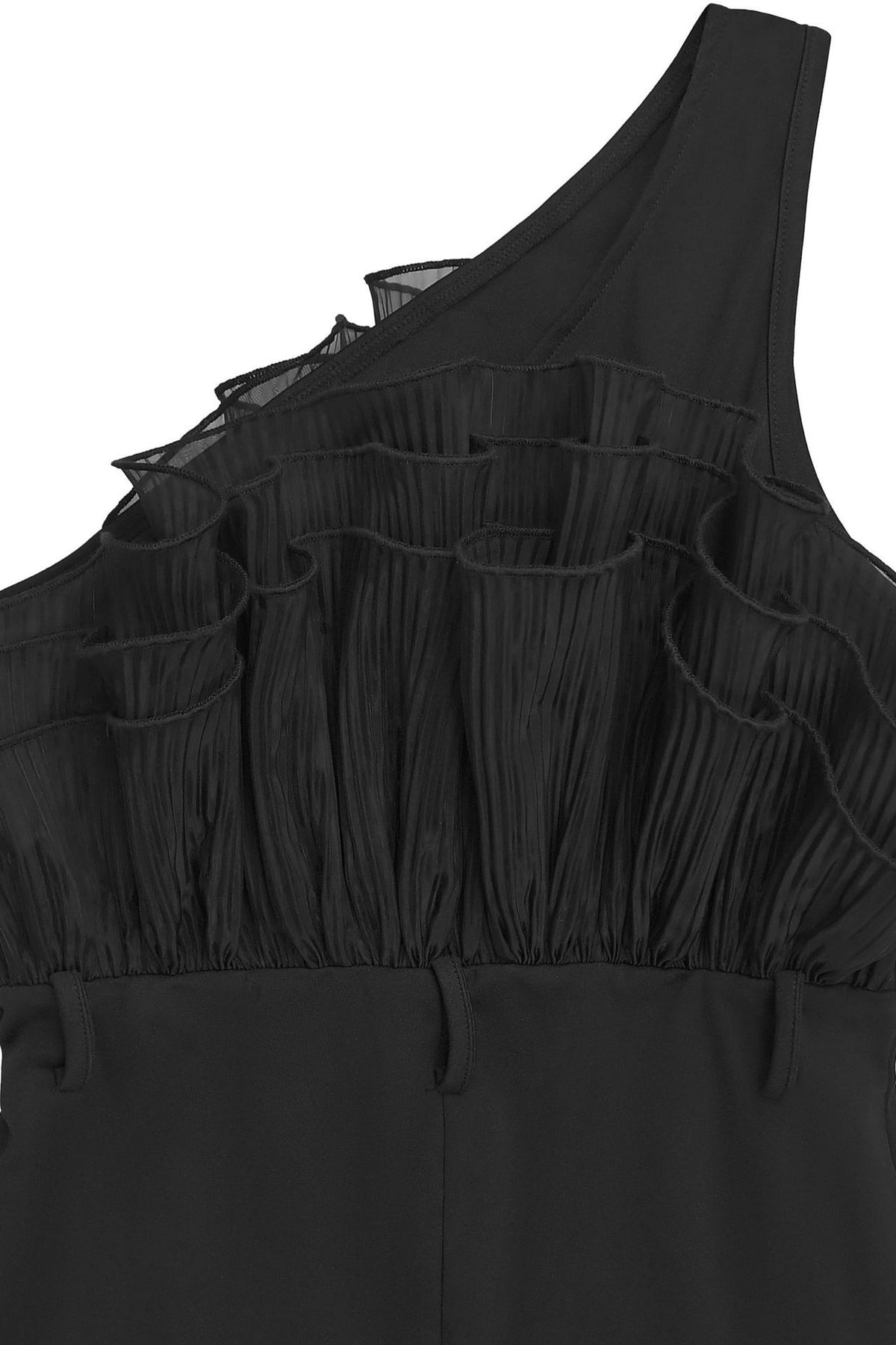One Shoulder Ruffle Wide Leg Jumpsuit