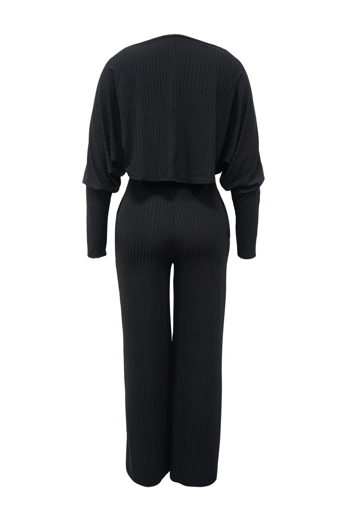 2-Piece Ribbed Knit Tank Jumpsuit & Cropped Top Set