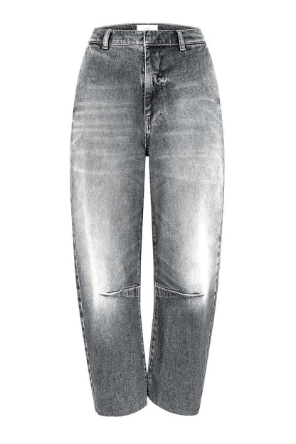 Washed Denim Mid Rise Pocket Jeans