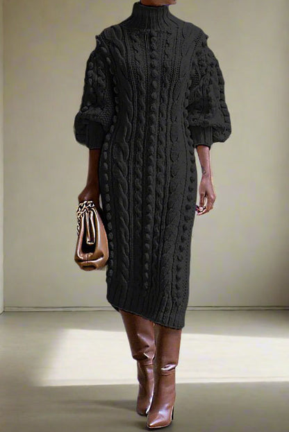 Midi Length Knitted Sweater Dress