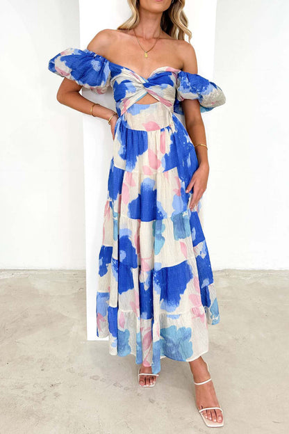 Seaside Printed Puff Sleeve Dress