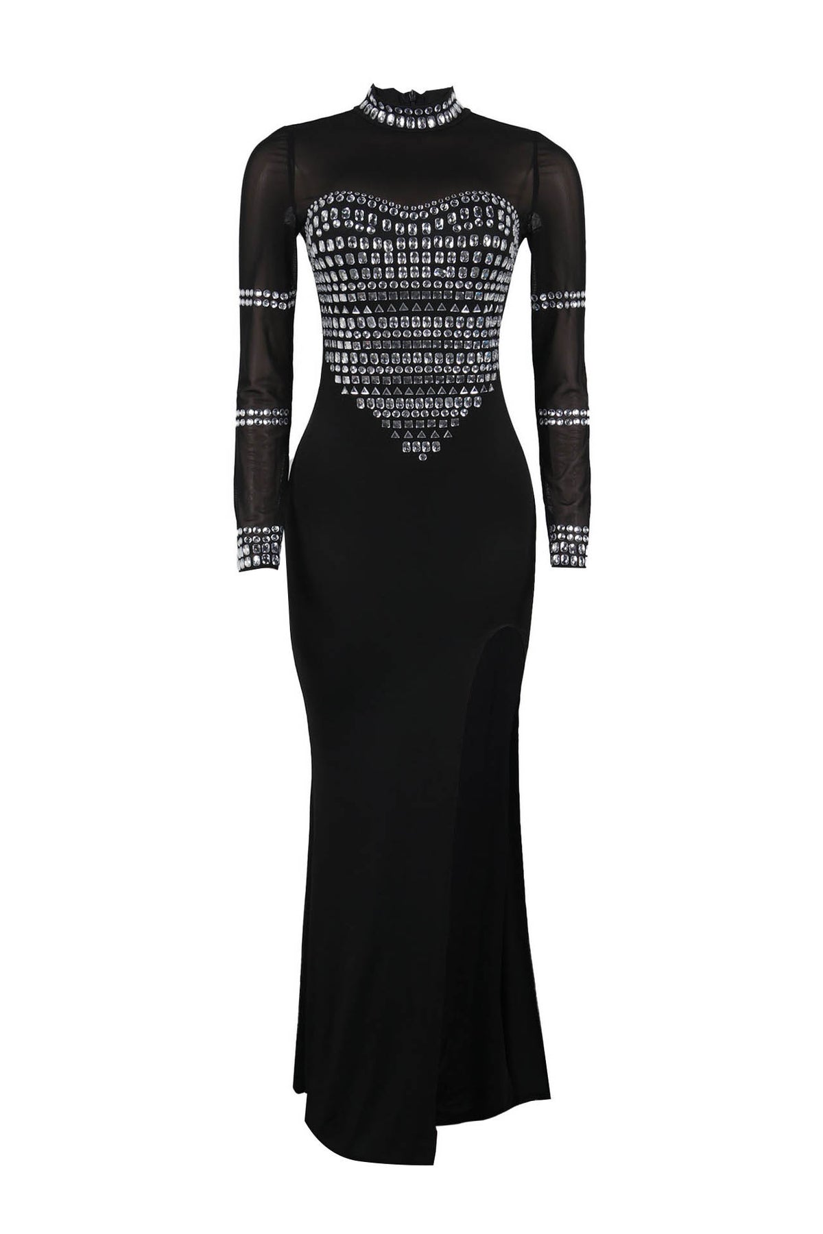 V-Neck Long Sleeve Split Hem Dress
