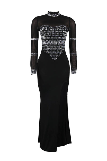 V-Neck Long Sleeve Split Hem Dress
