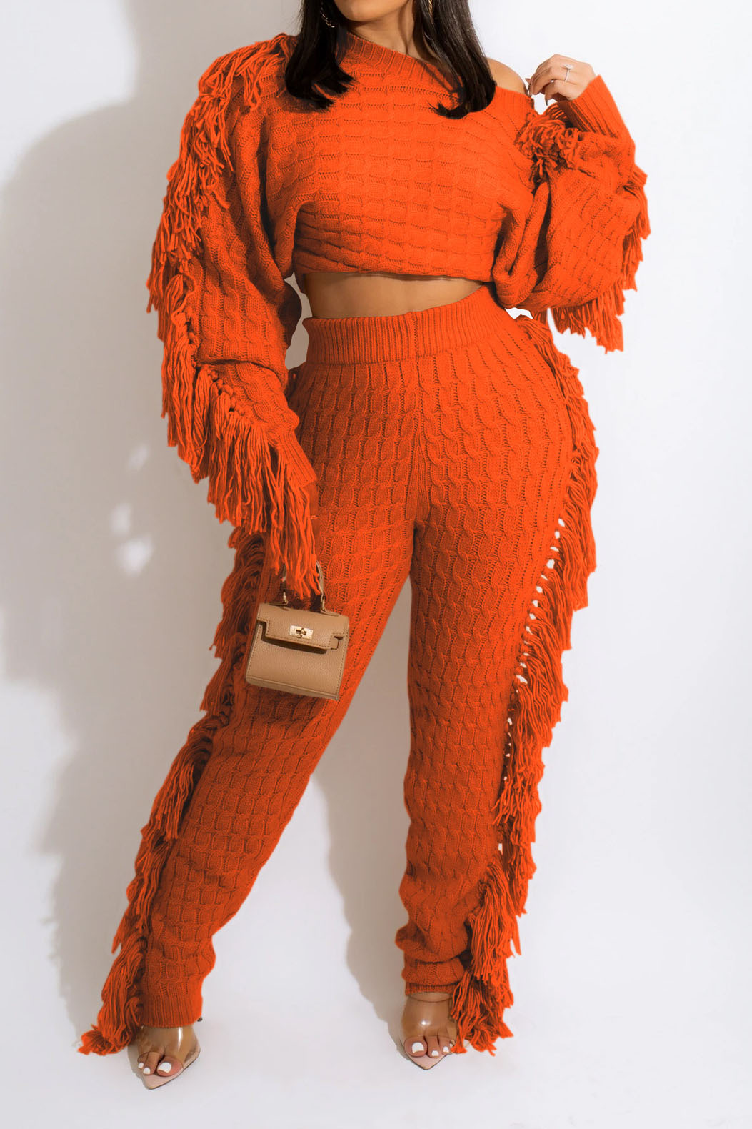Knit Fringe Pants Set