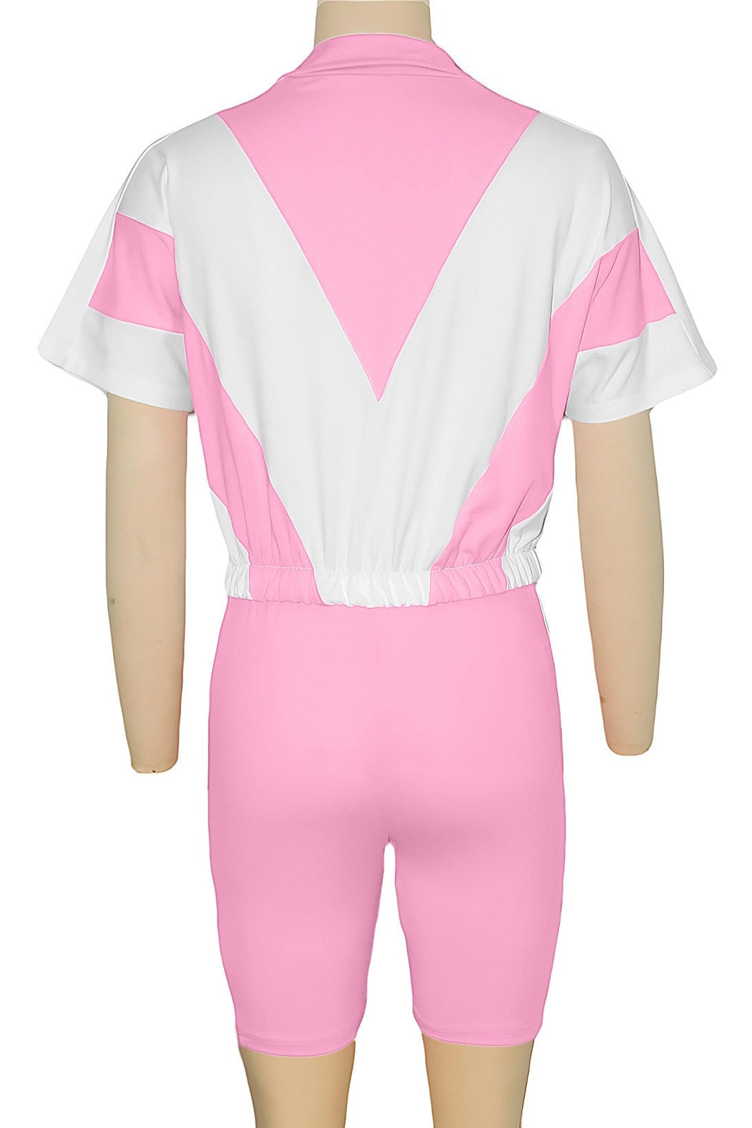 Color-Block Zip Crop Top & Biker Short Set