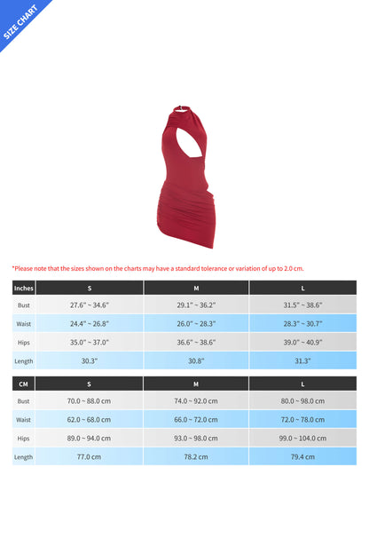 Asymmetrical Cutout Ruched Mini Dress