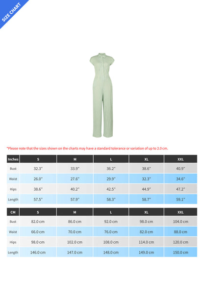 Striped Button-Up Sleeveless Jumpsuit