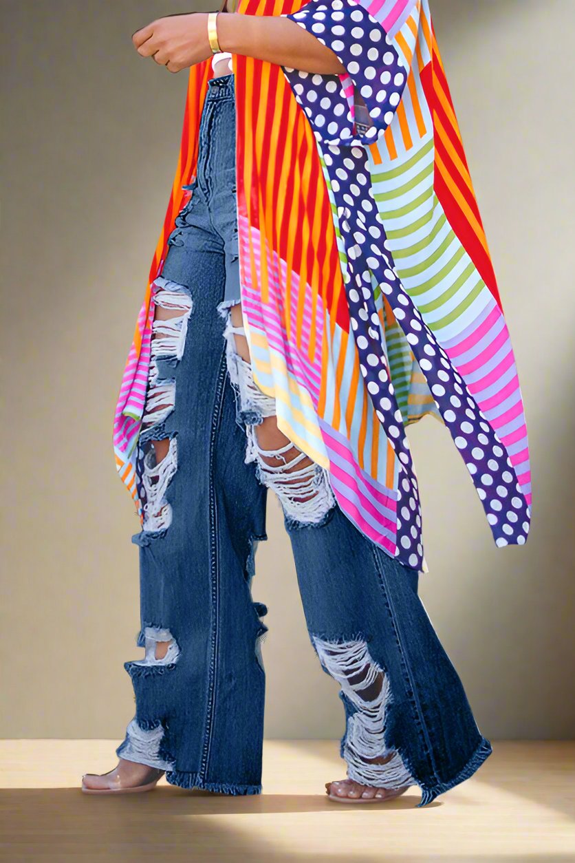 Chic Ripped Straight Leg Jeans