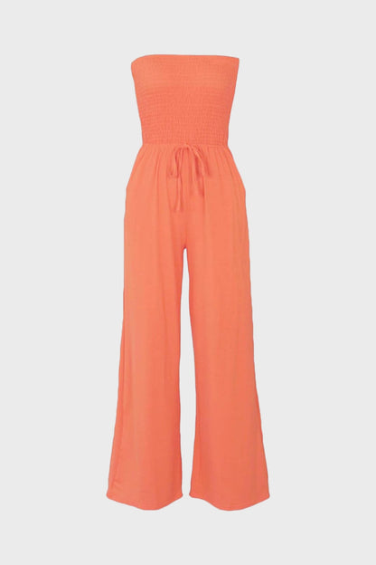 Strapless Smocked Tube Top Jumpsuit