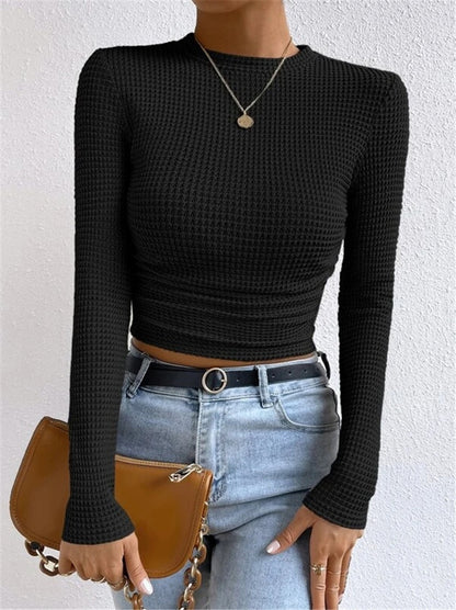 Solid Color Waffle Slim Fit T-Shirt