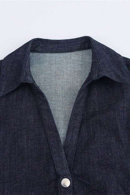 Denim Button Short Sleeve Dress