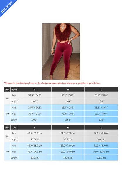 Fur Halter Vest & Leggings Set